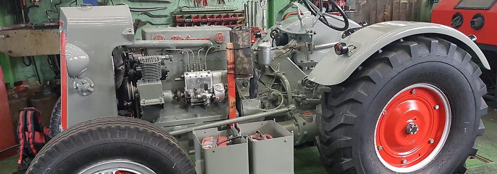 Grauer Hürlimann in Restauration in der Werkstatt